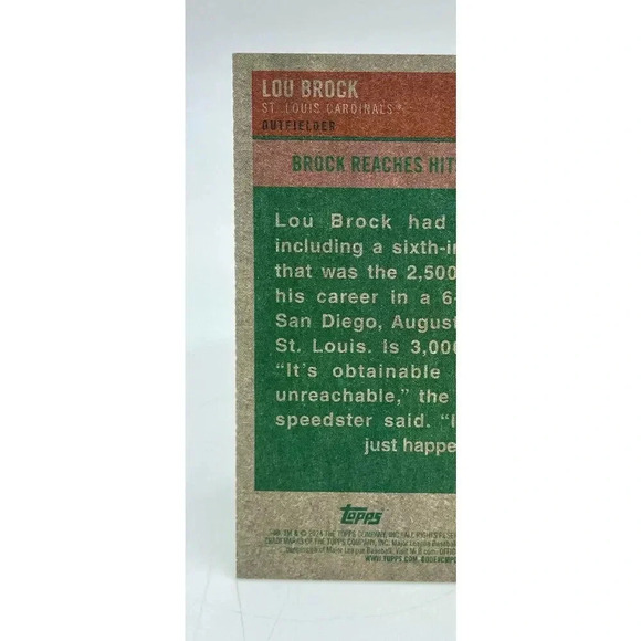 Lou Brock BF-10 2024 Topps Heritage Baseball Flashbacks St. Louis Cardinals Mint - Picture 5 of 6